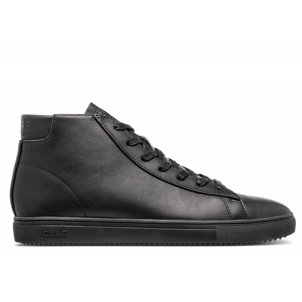 CLAE BRADLEY MID Sneakers Mens USA691-K04 In Triple Black Leather